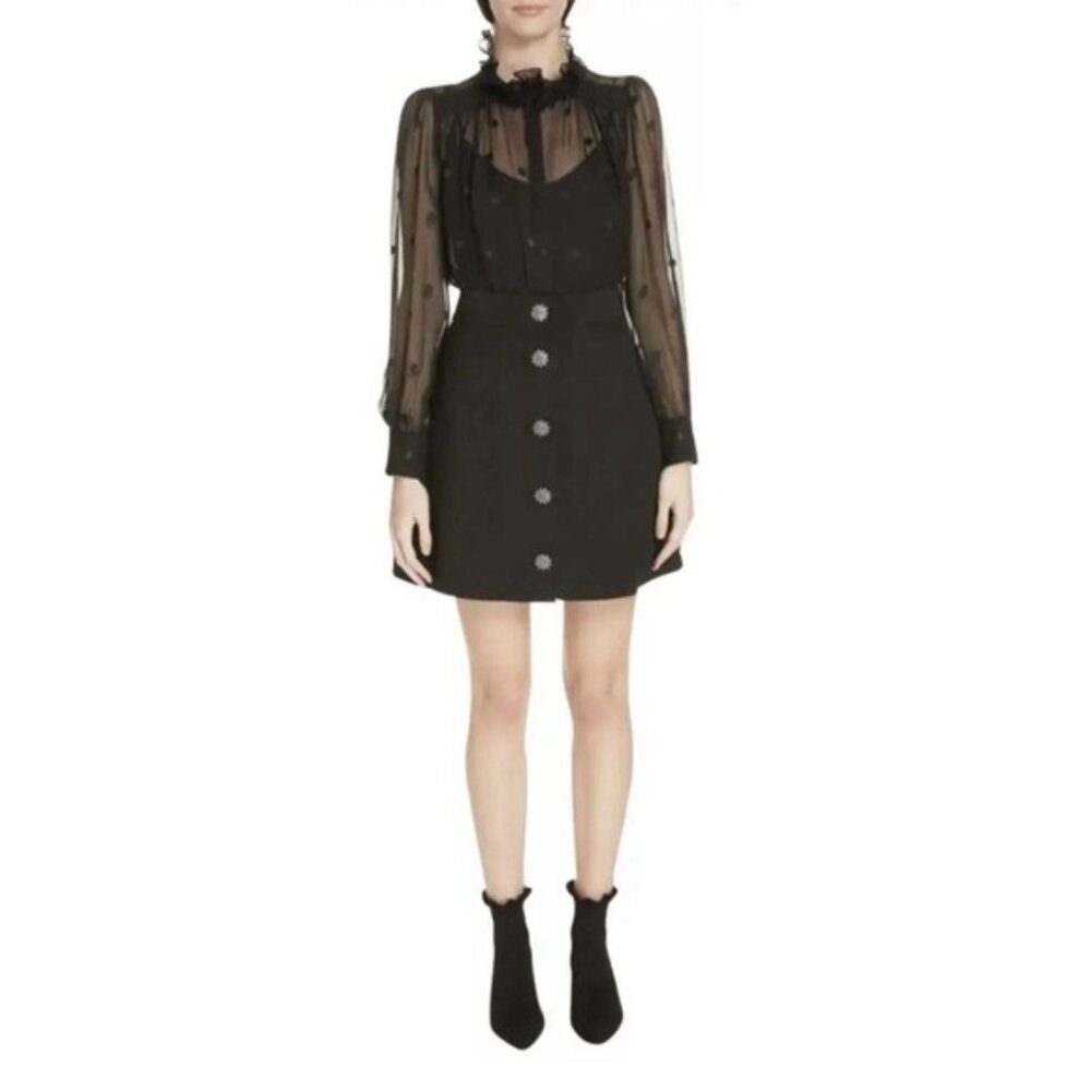 KATE SPADE NEW YORK Crystal Embellishments Flower Gems Mini Skirt‎ Size 6 Black